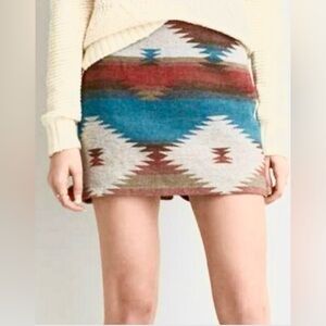 American Eagle Mini Skirt Southwestern Print in Terracotta - Blue Colors size 0